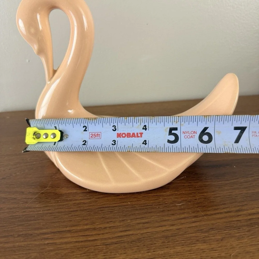 Vintage Pink Ceramic Swan Washcloth Holder Bathroom Vanity Decor